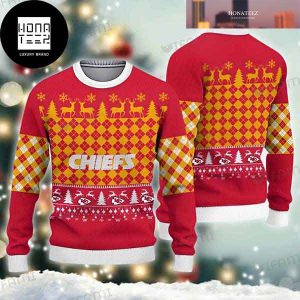 Kansas City Chiefs Checkerboard Pattern 2023 Ugly Christmas Sweater