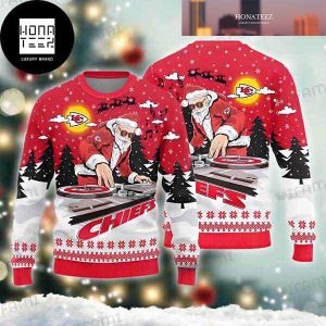 Kansas City Chiefs DJ Santa Claus Funny 2023 Ugly Christmas Sweater