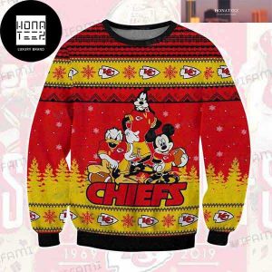 Kansas City Chiefs Goofy Mickey Donald Friends 2023 Ugly Christmas Sweater