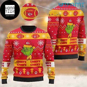 Kansas City Chiefs Grinch Santa Hat 2023 Ugly Christmas Sweater