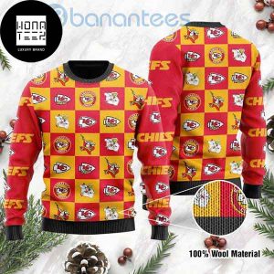 Kansas City Chiefs Logo Checkered Flannel 2023 Ugly Christmas Sweater