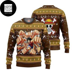 One Piece Luffy Gomu Gomu 2023 Ugly Christmas Sweater