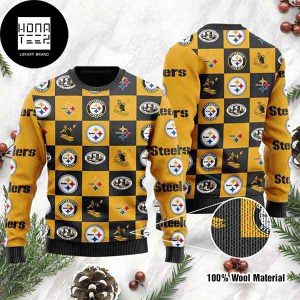 Pittsburgh Steelers Checkered Flannel Design 2023 Ugly Christmas Sweater