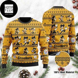 Pittsburgh Steelers Mickey Mouse Pattern 2023 Ugly Christmas Sweater