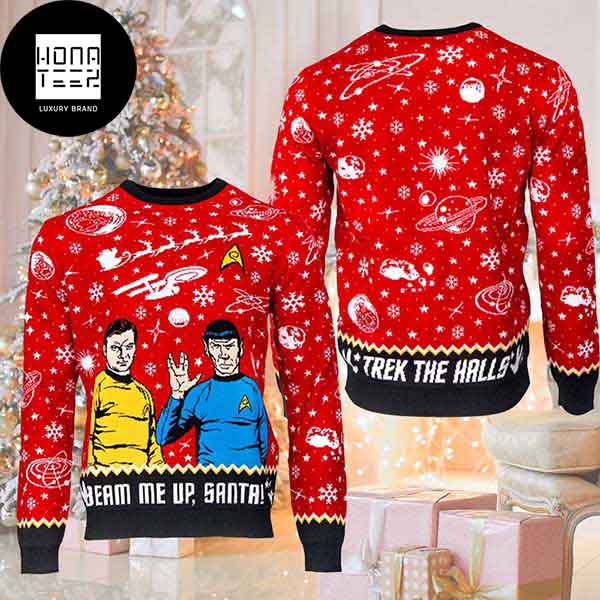 Star Trek Beam Me Up Xmas Gifts 2023 Ugly Christmas Sweater
