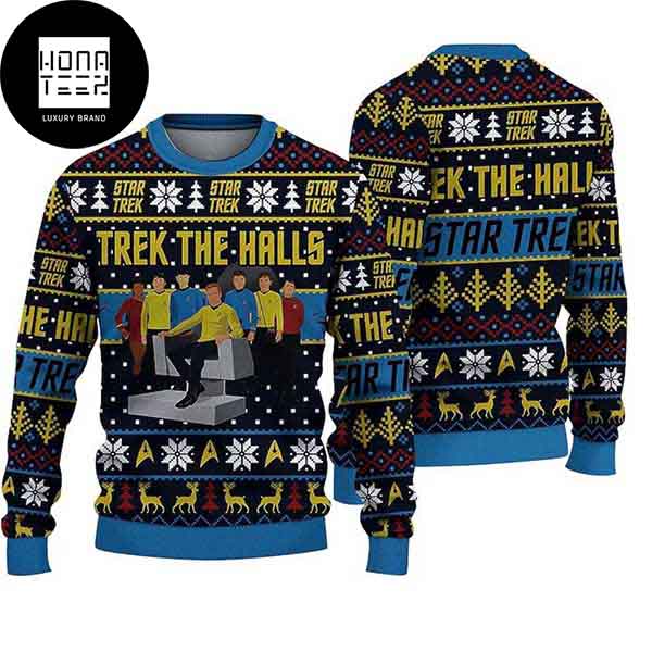 Star Trek Trek The Halls Friends Xmas Gifts 2023 Ugly Christmas Sweater