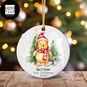 Winnie The Pooh Baby Cute Customized Name 2023 Christmas Ornament