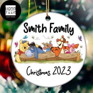 Winnie The Pooh With Friends Playing Customized Name 2023 Christmas Ornament