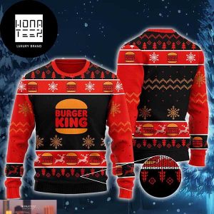 Burger King With Christmas Tree Pattern 2023 Ugly Christmas Sweater