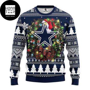 Dallas Cowboys Logo With Santa Hat 2023 Ugly Christmas Sweater