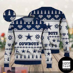 Dallas Cowboys Vintage Design Xmas Tree Pattern 2023 Ugly Christmas Sweater