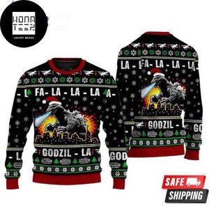 Godzilla Godzil-La FaLaLaLa Japanese Monster Godzilla 2023 Ugly Christmas Sweaters