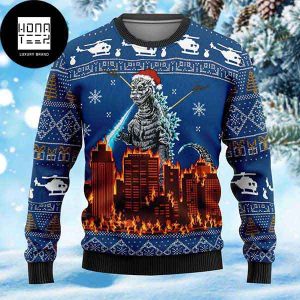 Godzilla Skull Santa Clause 2023 Ugly Christmas Sweater
