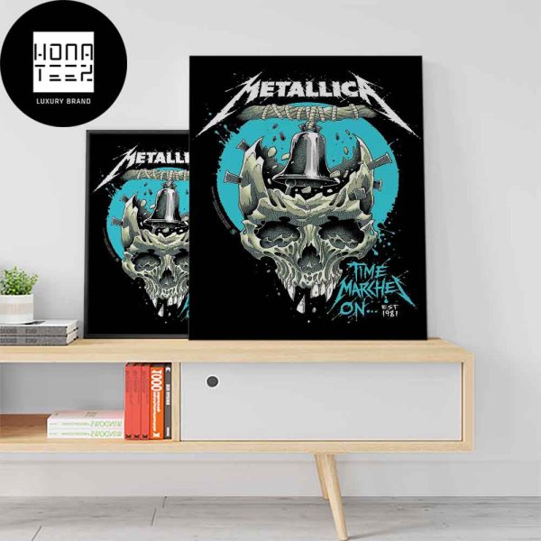 Metallica Time Marches On Est 1981 Skull With Bell Fan Gifts Home Decor Poster Canvas