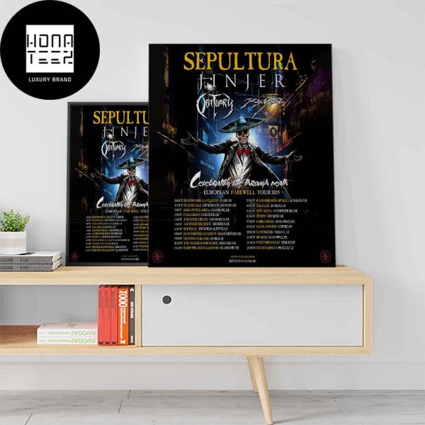 Sepultura 40 Years Farewell Tour Celebrating Life Through Death European Farewell Tour 2024 Fan Gifts Home Decor Poster Canvas