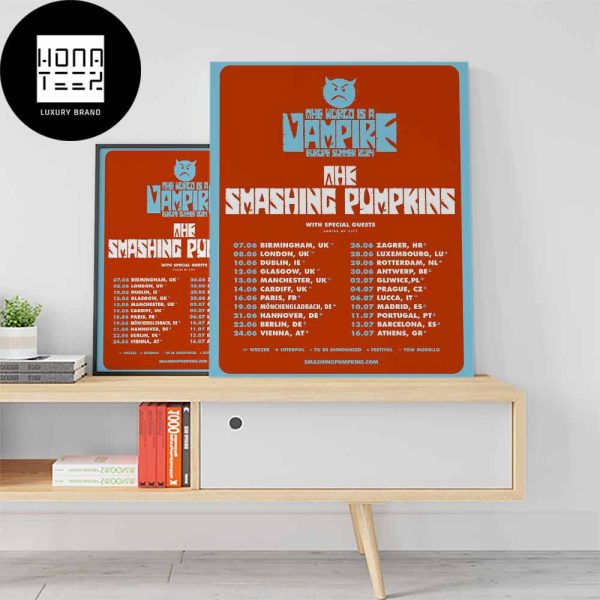 The Smashing Pumpkins The World Is A Vampire Europe Summer 2024 Fan Gifts Home Decor Poster Canvas