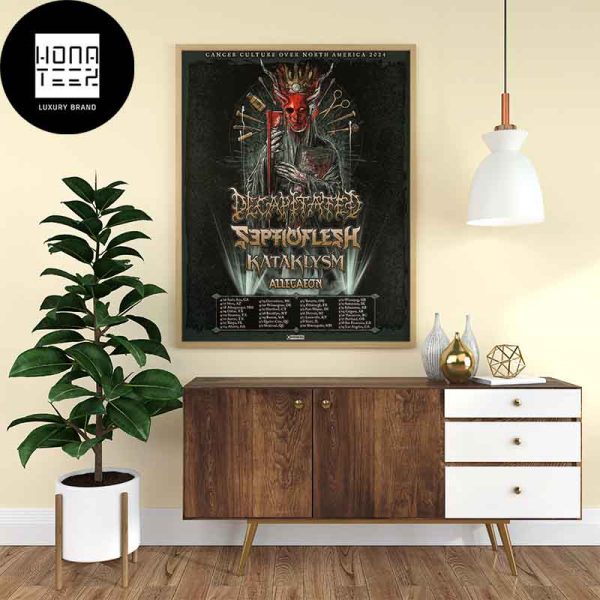 Cancer Culture Over North America 2024 Tour Date Decapitated and Septicflesh Fan Gifts Home Decor Poster Canvas