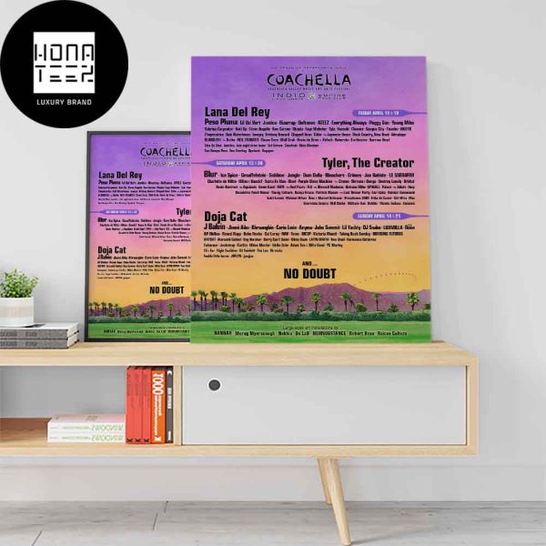 Coachella 2024 Lineup April 12-14 And 19-21 2024 Fan Gifts Home Decor Poster Canvas