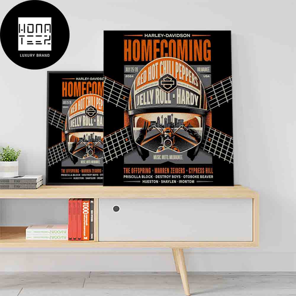 Harley-Davidson Homecoming Festival Red Hot Chili Peppers Veterans Park Milwaukee WI July 25-28 2024 Fan Gifts Home Decor Poster Canvas