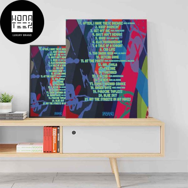 Kid Cudi New Album Insano Tracklist Features Lil Wayne Travis Scott XXXTentacion January 12th 2024 Fan Gifts Home Decor Poster Canvas