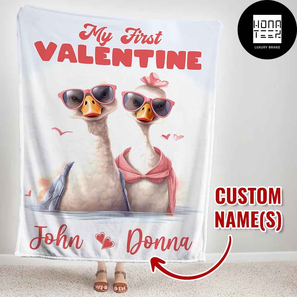 My First Valentine Customize Name Valentine Gift Fleece Blanket