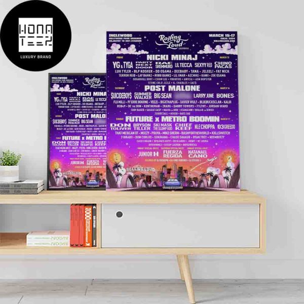Rolling Loud 10 Years California Lineup March 15-17 2024 At Hollywood Park Grounds Fan Gifts Home Decor Poster Canvas