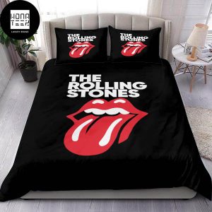 The Rolling Stones Full Black Minimal With Classic Logo Minimalism Style Fan Gifts King Bedding Set