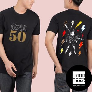 ACDC Band 50th Anniversary 2024 High Voltage Two Sides Fan Gifts Classic T-Shirt