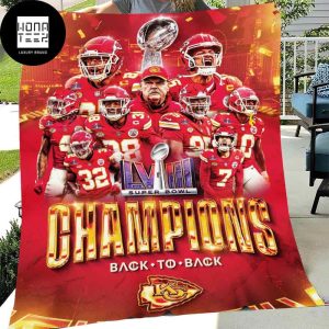 Kansas City Chiefs Back To Back Super Bowl Champions 2024 Fan Gifts Queen Bedding Set Fleece Blanket