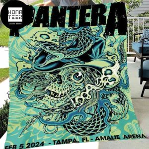 Pantera Tour Feb 05 2024 Tampa FL Amalie Arena Green Snake Fan Gifts Queen Bedding Set Fleece Blanket