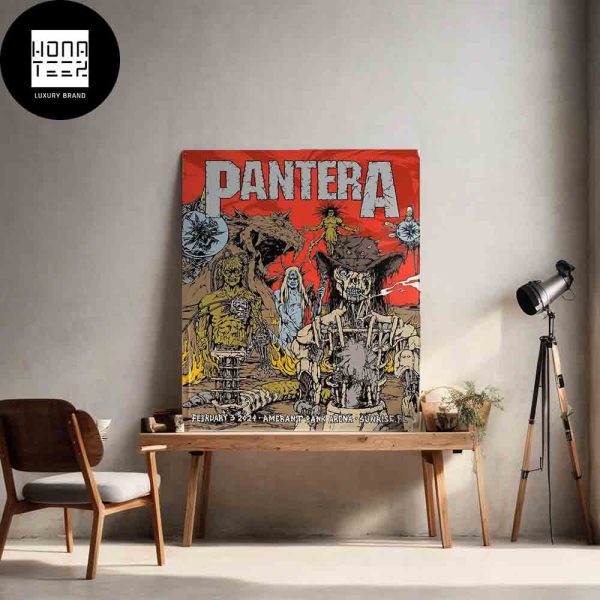 Pantera Tour February 3 2024 Amerant Bank Arena Sunrise Florida Cowboys Skull Fan Gifts Home Decor Poster Canvas