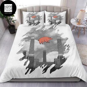 Pink Floyd Pig Grey And White Color Queen Bedding Set