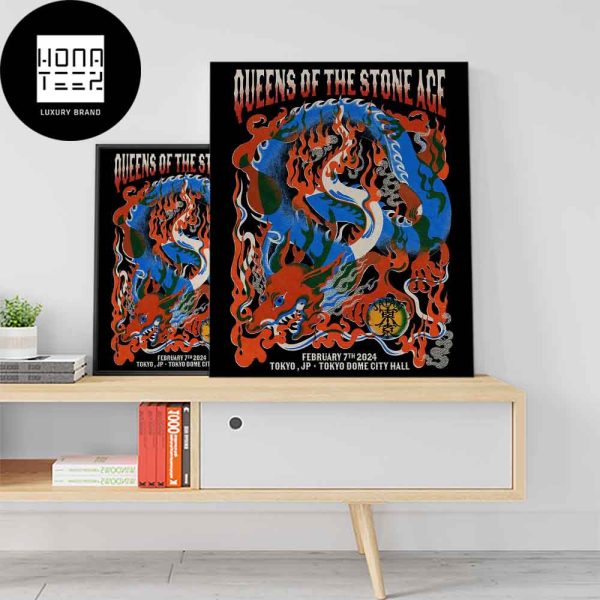 Queens Of The Stone Age Tour Feb 07 2024 Tokyo Japan Tokyo Dome City Hall Fan Gifts Home Decor Poster Canvas
