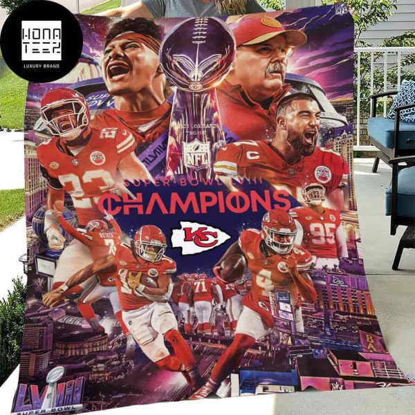 The Chiefs Are Super Bowl Champions 2024 Fan Gifts Queen Bedding Set Fleece Blanket