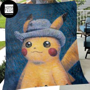 The Van Gogh Pikachu-Pikachu with Grey Felt Hat Fan Gifts Queen Bedding Set Fleece Blanket