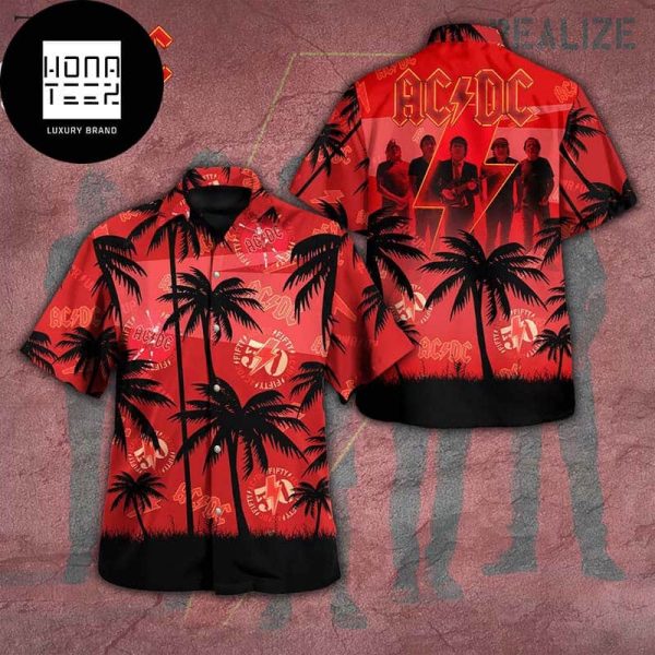 ACDC Fifty Logo And Palm Tree 2024 Trending Hawaiian Shirt