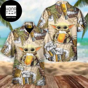 Disney Star Wars Baby Yoda And Beer Wheat 2024 Trending Hawaiian Shirt