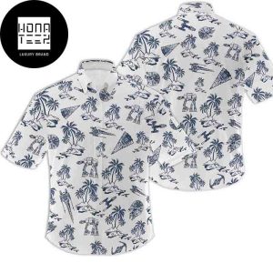 Disney Star Wars Blue And White Tropical Tree 2024 Trending Hawaiian Shirt