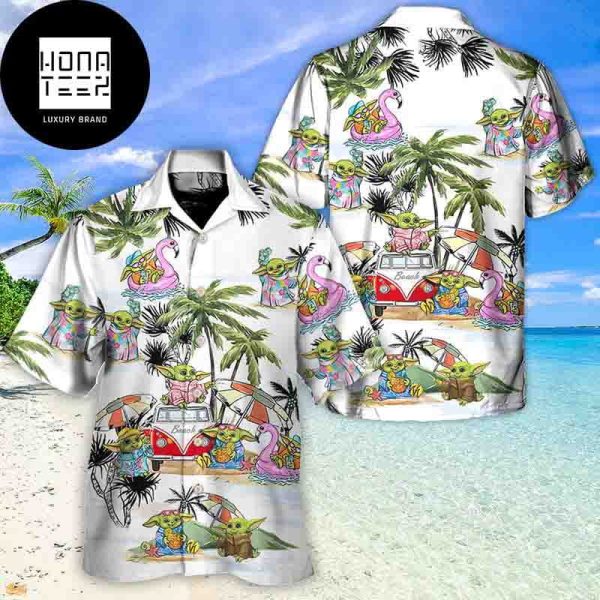 Disney Star Wars Cartoon Baby Yoda Tropical Tree 2024 Trending Hawaiian Shirt