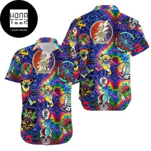 Grateful Dead Bear Dancing Tie Die Style 2024 Trendy Hawaiian Shirt