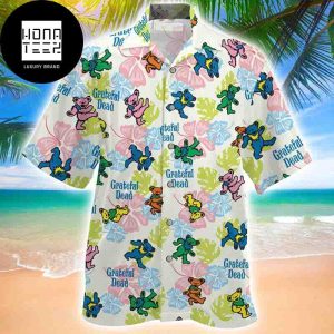 Grateful Dead Dancing Bears Hibiscus 2024 Trendy Hawaiian Shirt