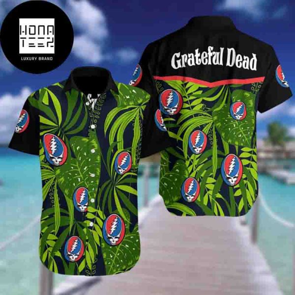 Grateful Dead Green Leaf Blue Red 2024 Trendy Hawaiian Shirt