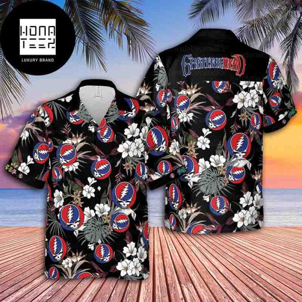 Grateful Dead Hibiscus Tropical Black 2024 Trendy Hawaiian Shirt