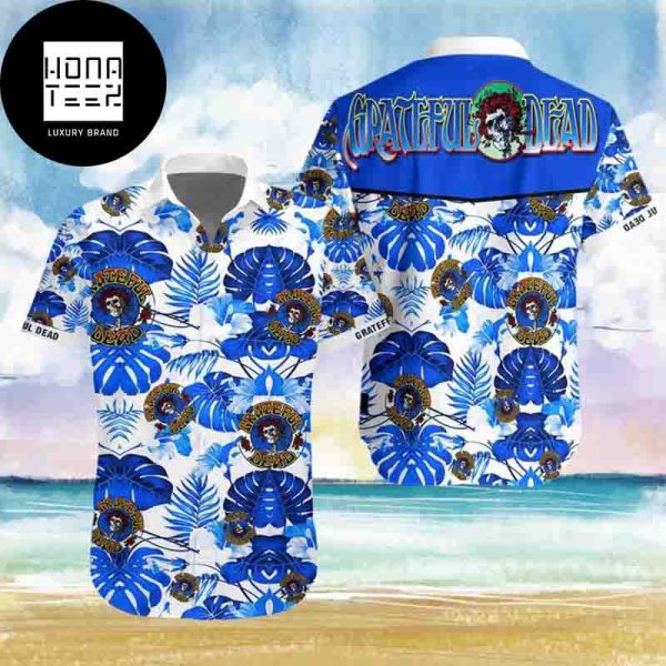 Grateful Dead Hibiscus Tropical Blue White 2024 Trendy Hawaiian Shirt