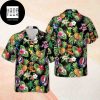 Grateful Dead Logo Tropical Leaf And Flower Black Blue 2024 Trendy Hawaiian Shirt