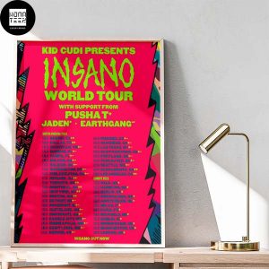 Kid Cudi Insano World Tour North America 2024 And Europe 2025 Fan Gifts Home Decor Poster Canvas