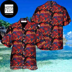 Metallica Sunset Skulls Black And Red 2024 Trendy Hawaiian Shirt