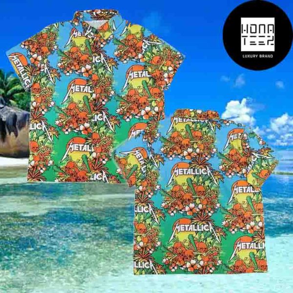 Metallica Sunset Skulls Tropical Tree 2024 Trendy Hawaiian Shirt