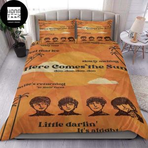 The Beatles Here Comes The Sun Doo Doo Doo Doo Orange Color Queen Bedding Set