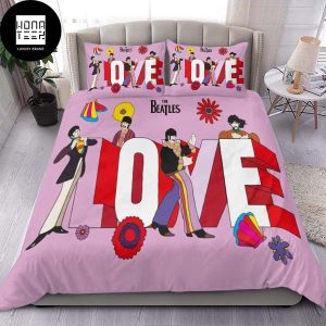The Beatles Love Pink Color Cute Queen Bedding Set